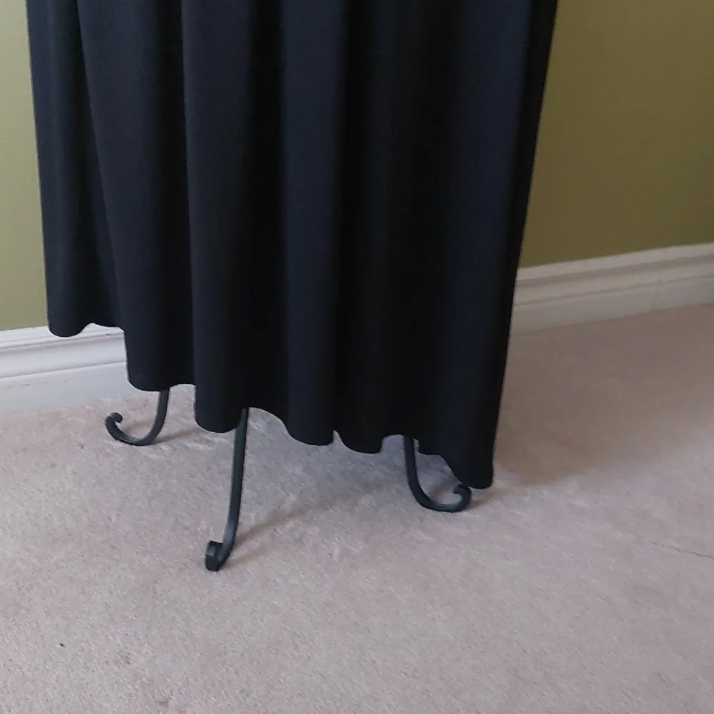 DKNY, Size L/Tall  Very Unique Design Black Maxi Dress with Drawstring Waist - Picture 5 of 16